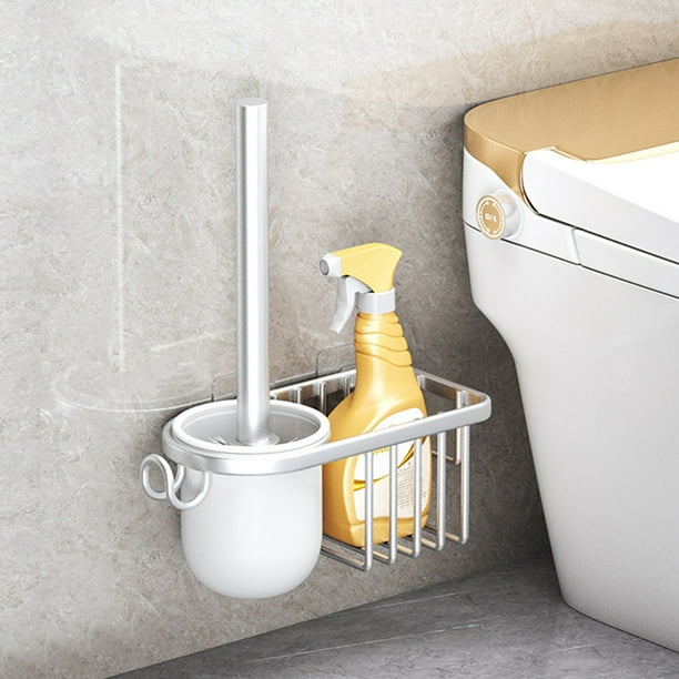 Cepillo de inodoro de lujo con aleación de aluminio, cepillo para inodoro moderno y compacto, cepillo limpiador de inodoro con cerdas de mango largo para limpieza de baño, cepillo de baño