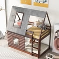 thumbnail image 2 of EUROCO Twin over Twin House Bunk Bed with Roof for Kids Teens Bedroom, Grey, 2 of 16