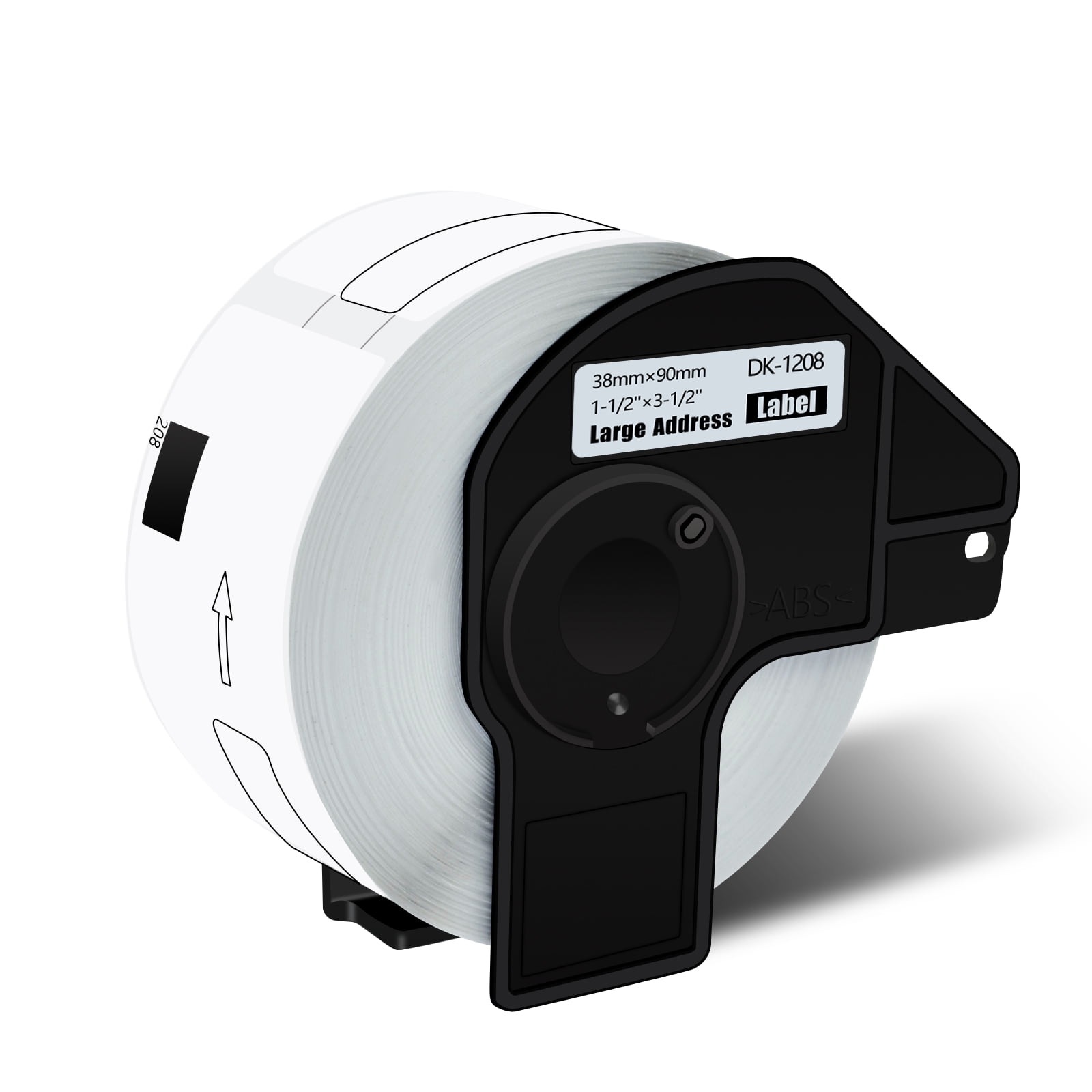 GREENCYCLE 1 Roll 38mm(1-1/2')x 90mm(3-1/2') Large Address Label Tape Compatible for Brother DK1208 DK-1208 with Cartridge Used in QL-500 QL-550 QL-570 QL-700 QL-800 Printer