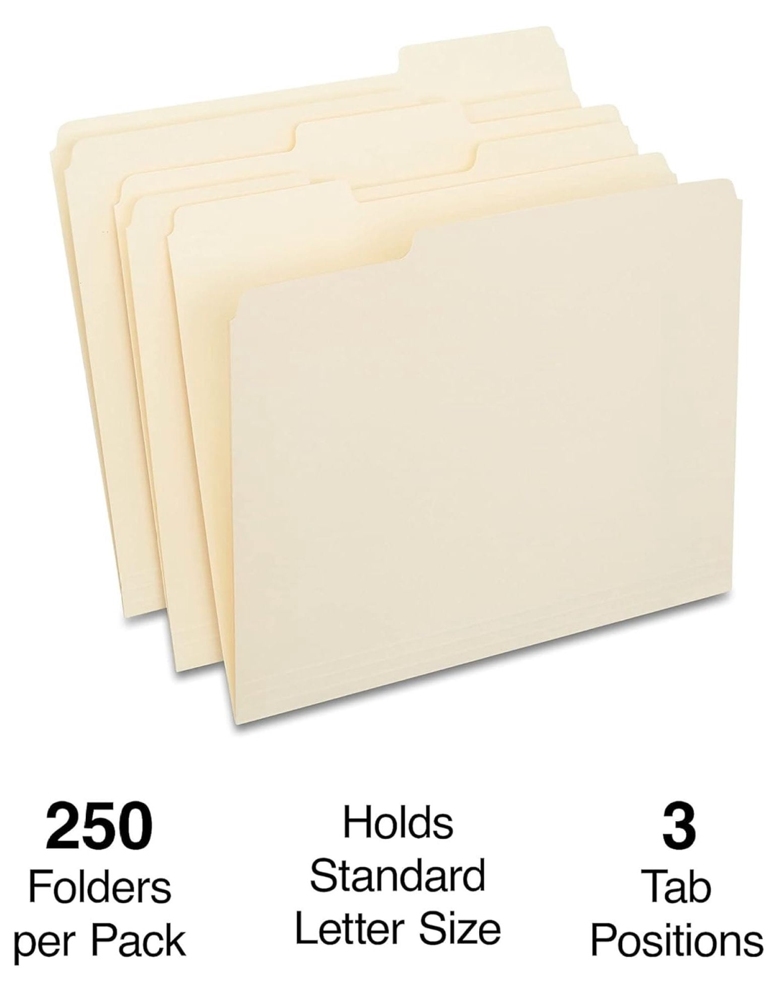 Manila File Folders Letter Size - 1/3 Cut Tab, 500 Pack - Organize Documents for Home, Office, School - 11pt Paper Stock, Durable Construction