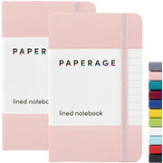 Paperage 2-Pack Pocket Notebook Journal Hard Cover Small 3.7" x 5.6" 100 GSM Thick Paper (Pink)