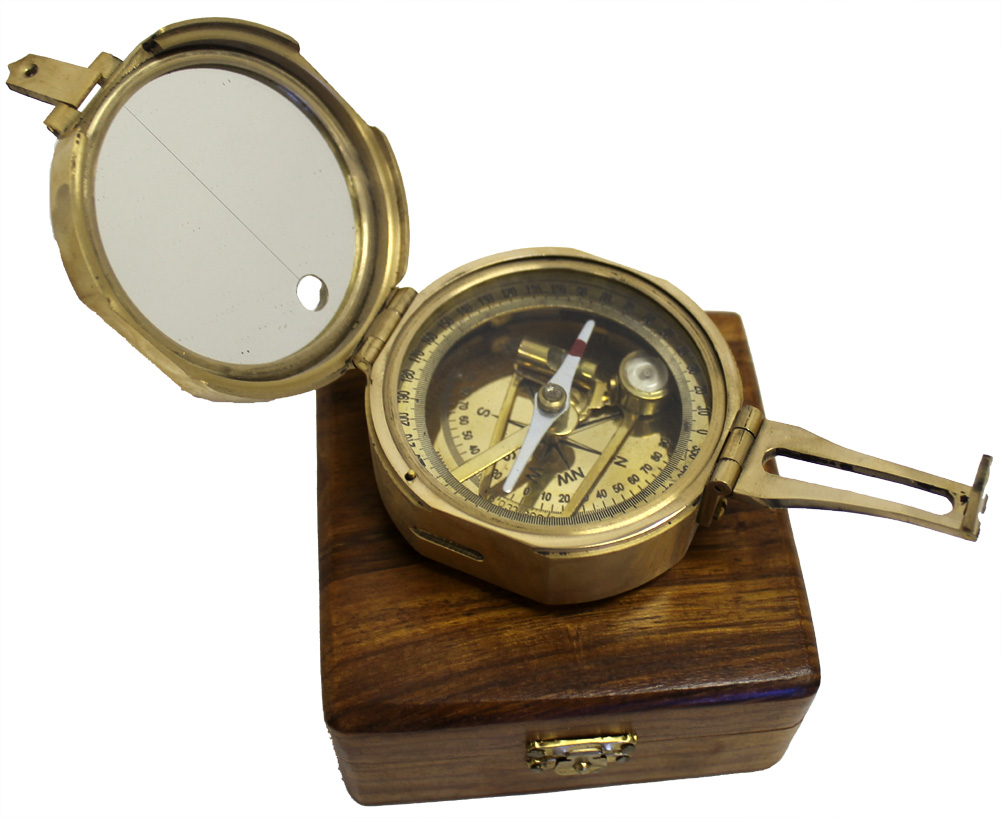 3" POCKET TRANSIT COMPASS w/BOX Field Compasses BRASS