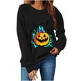 thumbnail image 2 of SBYOJLPB Women's Long-Sleeved Tops Round Neck Halloween Print Holiday Top, 2 of 6