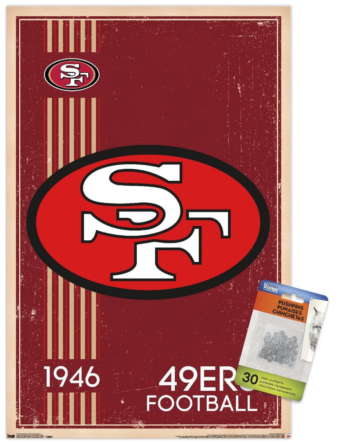 NFL San Francisco 49ers - Retro Logo 14 Wall Poster, 22.375" x 34" Framed