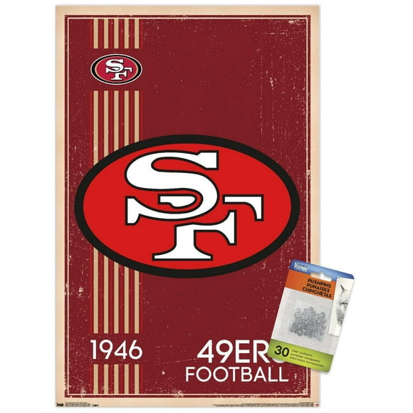 NFL San Francisco 49ers - Retro Logo 14 Wall Poster, 22.375" x 34" Framed