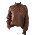 thumbnail image 1 of Jumpingount Suéter de mujer cuello medio alto Color sólido elástico chica pulóver cálido clima frío Tops Casual interior exterior moda adultos Prendas para la parte del cuerpo Caqui METRO Jumpingount AP013959-02, 1 of 6