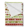 thumbnail image 2 of Christmas Soft Flannel Fleece Throw Blanket, Merry Christmas Words Xmas Ceremony Theme Design Borders, Cozy Plush for Indoor and Outdoor Use, 50" x 60", Apple Green White, by Ambesonne, 2 of 5