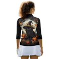 thumbnail image 3 of HUIACONG Halloween Womens 3/4 Sleeve Golf Shirts Quarter Zip with Wear Resistant Fashion Quick Dry Golf Shirt Women for Workout Outing Tennis Sports, 3 of 10