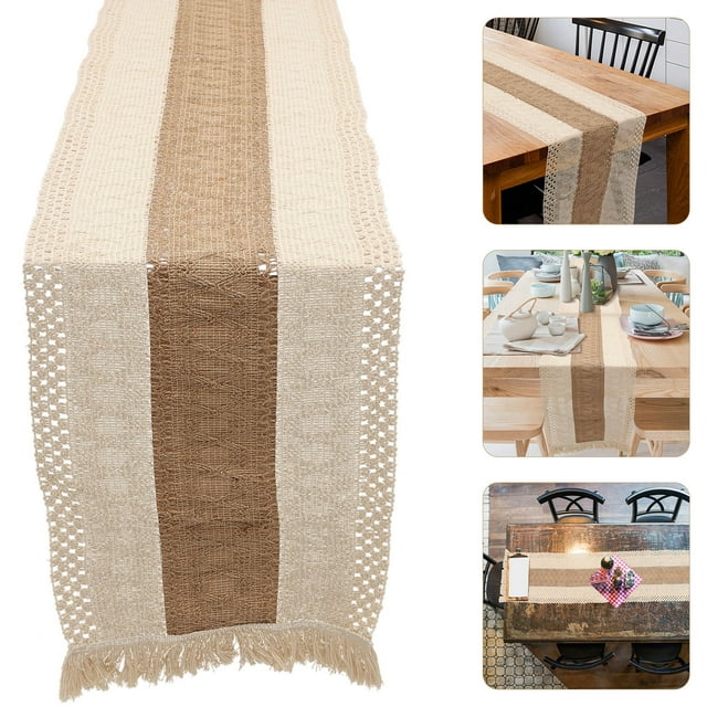 CRILSTYLEO Elegant Beige Linen Table Runner for Dining Table and Special Event Decoration
