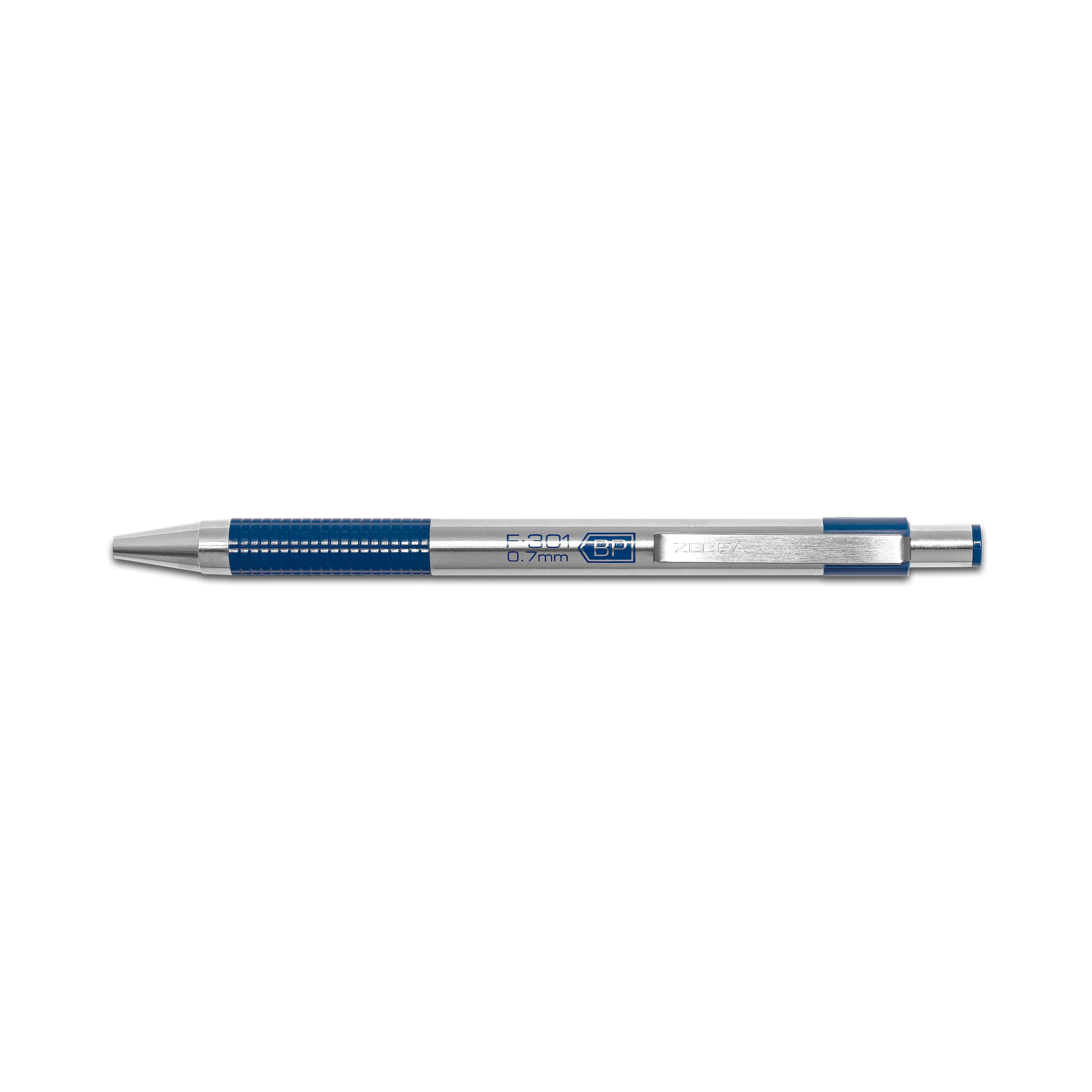 Zebra F-301 Stainless Steel Retractable Ballpoint Pen, Fine Point