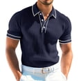 thumbnail image 2 of Camisas Casuales de Manga Corta de los Hombres de 3 Botones con Collar de Solapa, Blusa de Verano Transpirable, 2 of 9