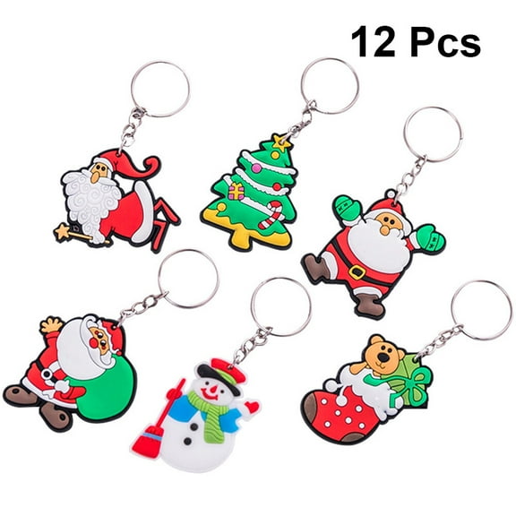 HONITANO 6Set Mini Keychain Cartoon Christmas Tree Silicone Pendant for Car Key and Party Bags