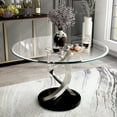 thumbnail image 4 of Furniture of America Jacreme Glass Top Round Dining Table, Silver, 4 of 9