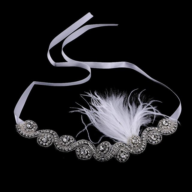 Venda de Pelo Banda de Cabello de Pavo Artificial Diamante de Imitación Adorno Novia Boda Salvador Diamantes de imitación diadema