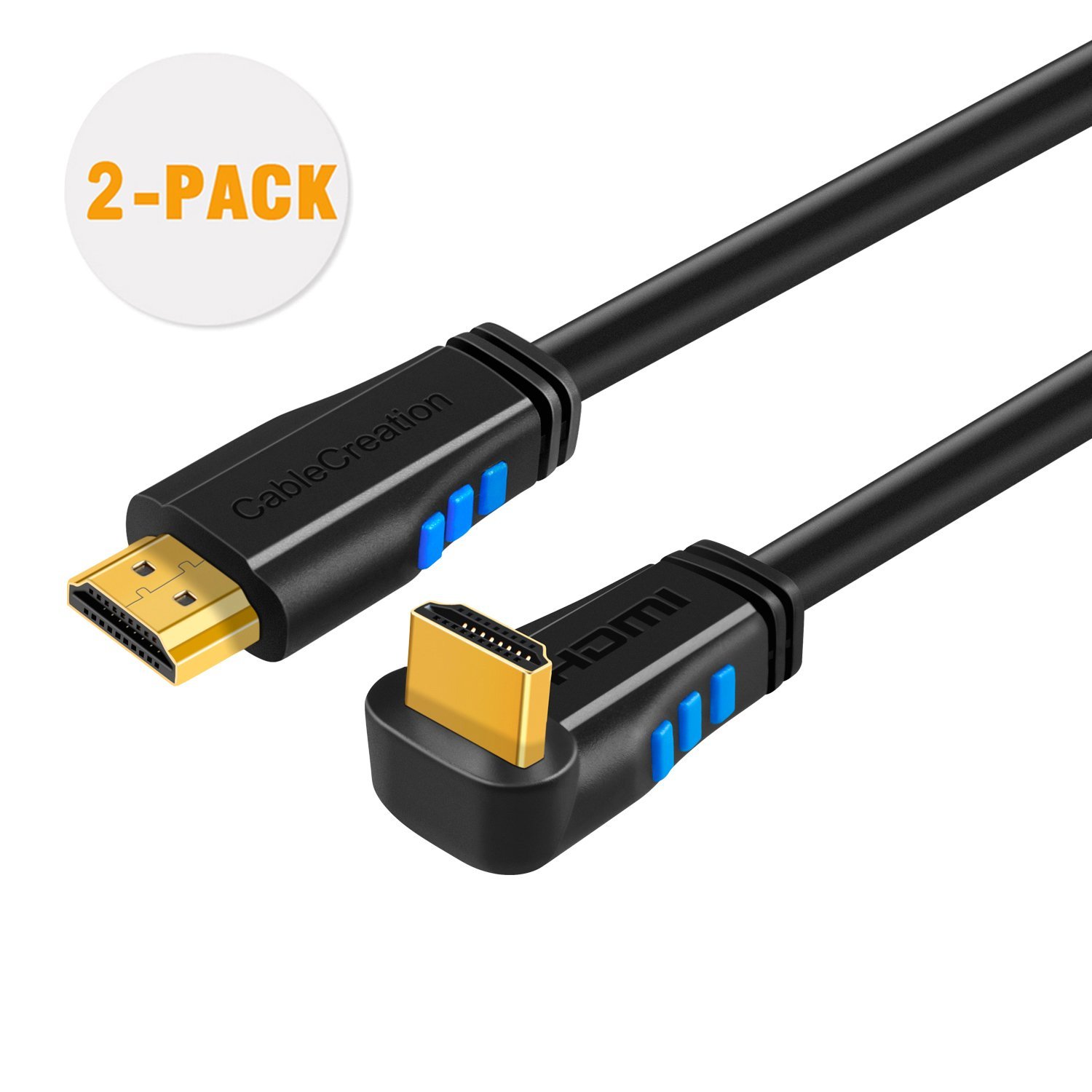 HDMI 2.0 Cable CableCreation 2 PACK 4K 60Hz 3 Feet Down Angle 90 Degree