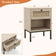 thumbnail image 2 of Gymax 2PCS Rattan Nightstand Boho End Table w/ Drawer & Open Shelf for Living Room Oak, 2 of 10