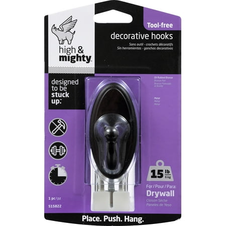 

High And Mighty Decorative Hook Bronze Metal Oval Holds 15lb