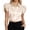 Beige, variant on Women’S Silky Satin Button Front Shirt, Tiered Ruffle Cap Sleeve Collared Business Casual Blouse, Wrinkle-Resistant Polyester Fabric, 1pc, Sizes S To XXL