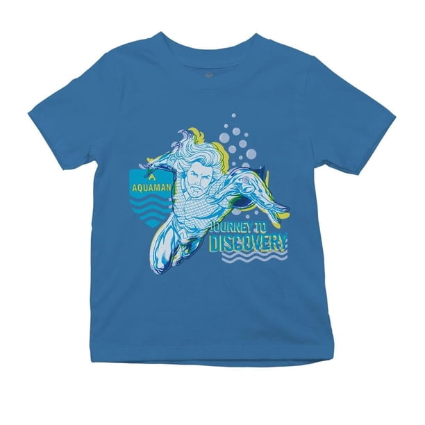 Playera Fan Army Aquaman Talla 10 Discovery manga corta azul turquesa