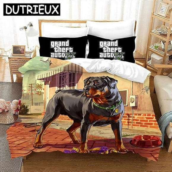 a2193 Bed Sheets Game GTA V Bedding SetDuvet Covers Pillowcase Grand Theft Auto Comforter Bedding Sets Bed Linens Bedclothes(No Sheet) 2 Pillow Shams(135x200cm 53x78in)