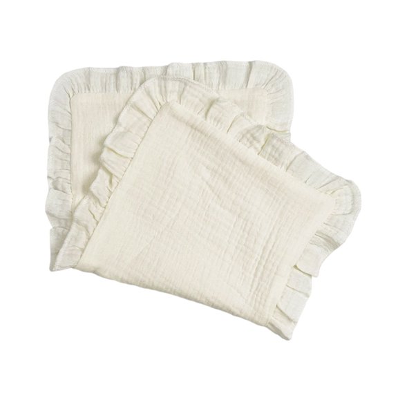 Baby Soothing Towel Gauze Solid Color Newborn Handkerchief Burping Towel Ruffled Towel