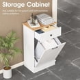 thumbnail image 3 of Trash Cabinet Double Tit Out Trash Bin, Dog Proof Hideaway Tilt Out Double Trash Can Holder with Two Drawers, Free Standing Recycling Cabinet for Kitchen Living Room White Double Door Black, 3 of 12