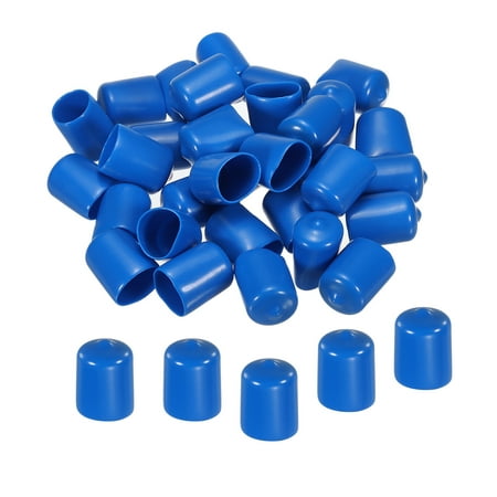 

20pcs Rubber End Caps Cover 18mm Vinyl Screw Thread Protector Round PVC Vacuum Caps for Screw Bolt Pipes Blue