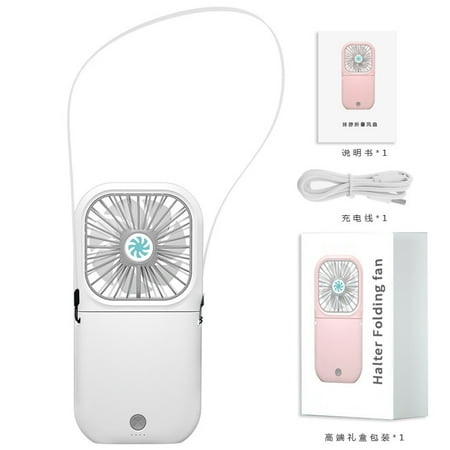 

Protable Desk Fan Table Fan Foldable Power Bank Battery Operated Silent Strong Wind Cooling Fan 3000 mAh with Strap Little Mini Personal Fan Speed Adjustable USB Rechargeable Neck Fan