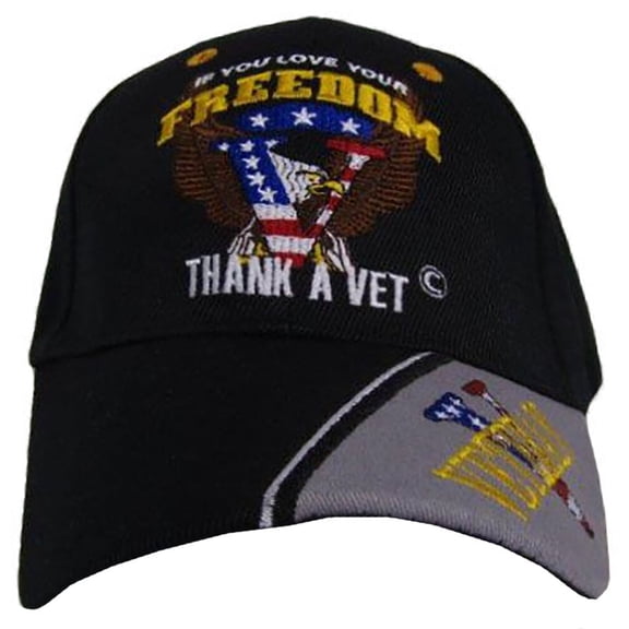 NEW! IF YOU LOVE YOUR FREEDOM THANK A VETERAN BALL CAP HAT BLACK