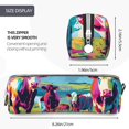 thumbnail image 3 of Cauagu Pop Art Colorful Cows Print Leather Pencil Pen Case - Stationery Bag Portable Stationery Bag Big Capacity Pencil Pouch Cosmetic Organizer Bag for Men & Women, 3 of 7
