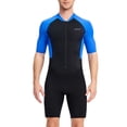 thumbnail image 1 of Traje de baño de pareja de pareja con traje de baño de una pieza con cremallera frontal pantalones cortos de manga cortos deportes transpirables Skins Surf Traje de surf azul 3xl 1.5mm Inevent OD003629-12, 1 of 5
