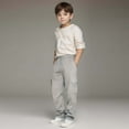 thumbnail image 4 of Bosanter Boys Jeans Boys Joggers Pants Size 10 12 Boys Cargo Joggers Pants Elastic Waist Casual Jogging Trousers Bottom for Kids, Light Gray 13-14 Years, 4 of 4