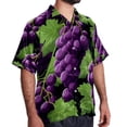 thumbnail image 2 of Grape Men's Short Sleeve Spread Collar Tops, Casual Button Down Shirts, Printed Summer Beach Shirts, Unisex, 2 of 6