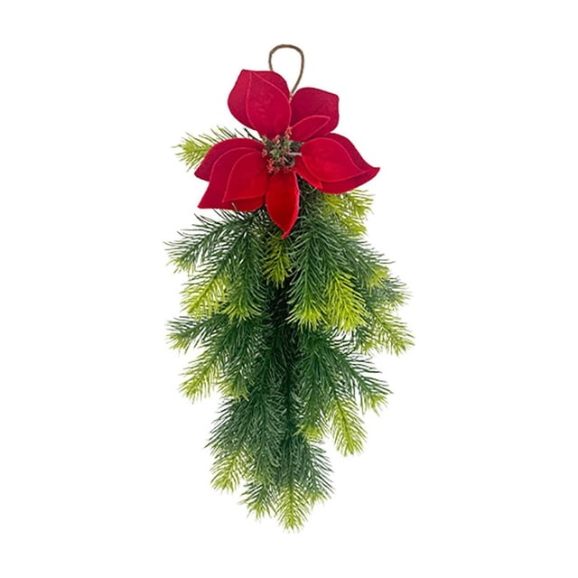Fleurs Maison Goutte d'Eau Fait Main avec Nœud Baies Rouges pour Ornement Saisonnier et Présentation Festive