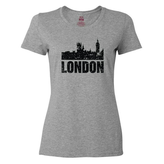 Inktastic London England City Skyline with Grunge Women's T-Shirt
