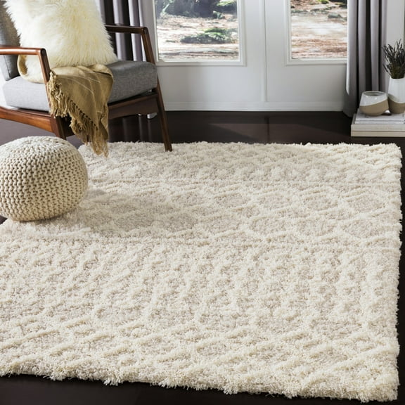 Livabliss Area Rugs for Living Room, 4x6 Urban Shag Global Beige Rug, Bedroom Dining Room Home Decor Stain Resistant Carpet (4'3" x 5'7")