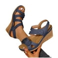thumbnail image 4 of Hopeusnice Sandals for Women Wedge Heel Breathable Soft Trendy Non-Slip Open Toe Sandals PU Materials Summer Shoes Women's Sandals Round Toe Outdoor Shoes Navy 43, 4 of 4