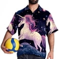 thumbnail image 4 of Starry Unicorn Men's Short Sleeve Poplin Shirts, Casual Printed Button Down Tops for Summer Beach, Unisex with Spread Collar, 4 of 6