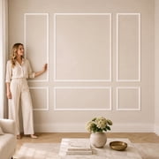 GROWLING Pre-Cut Wall Molding Kit, Paintable PVC Wall Trim Set for DIY Accent Wall Decor, Decorative Picture Frame Molding Panels for Living Room, Bedroom, Dining Room, Entryway & Interior Walls