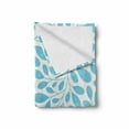 thumbnail image 2 of Leaves Soft Flannel Fleece Throw Blanket, Monochromatic Foliage Feminine Nature Pattern Spring Season Illustration, Cozy Plush for Indoor and Outdoor Use, 70" x 90", Aqua and White, by Ambesonne, 2 of 6