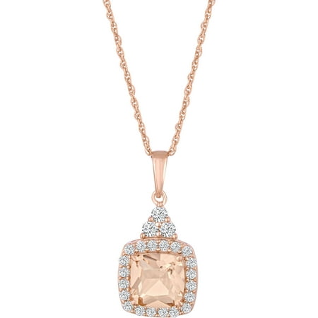 Simulated Morganite 14kt Rose Gold over Sterling Silver Pendant, 18