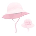 thumbnail image 3 of THDHVS Toddler Hat,Solid Color Cotton Bucket Hat with Bow Tie Breathable UPF Sun Protection Adjustable Strap Hat for Toddlers,Sun Hat Pink 1-2 Years, 3 of 9
