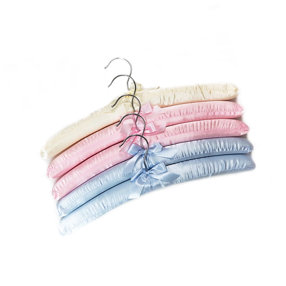10pcs Floral Padded Satin Hangers – Non-Slip Bow Design Hangers For Women's Clothes