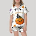 thumbnail image 2 of Youmylove Halloween Pajamas Toddler Girl Pumpkin Ghost Pajama Set For Children Trend Printed Tops Pants Matching Set Sleepwear Set Little Girls Pajamas Nightgown Outfit, 2 of 4
