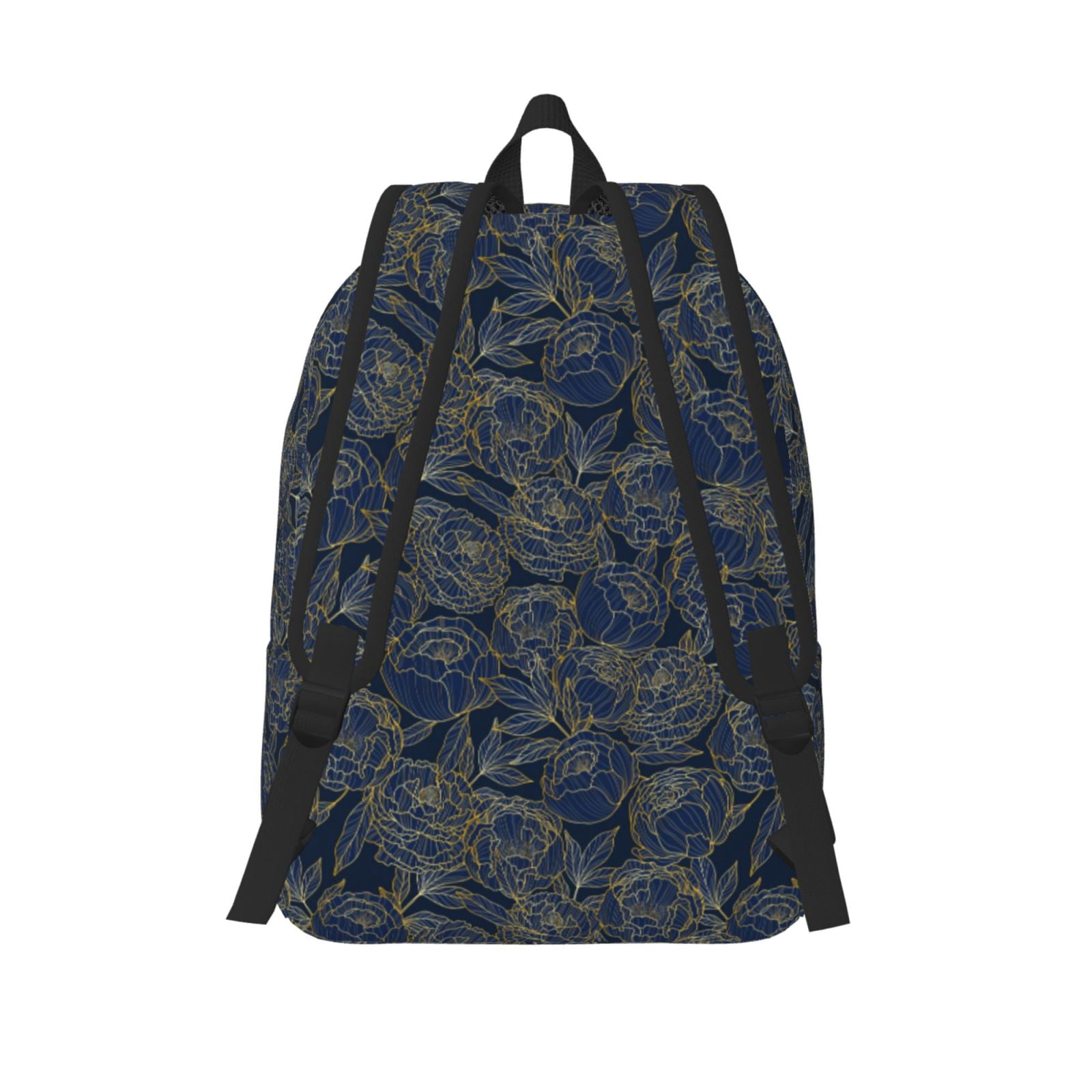 Travel Laptop Backpack - Golden Peonies Lightweight Canvas Backpack, Wear Resistant Computer Backpack Bag Fit {sizeName} Laptop for Men Women with Adjustable Padded Shoulder Straps