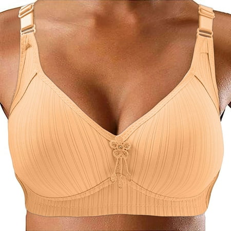 

ZMHEGW Bras for Women Middle Aged Elderly Large Size without Steel Ring Comfortable Seamless Bralettes Underwear