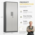 thumbnail image 3 of SUNCROWN 63" Metal Storage Cabinets with Lock, Tool Cabinet, Locking Steel Storage, Tall Locker Organizer Garage Cabinets with 2 Doors and 4 Shelves for Home,Garage,Office, Grey & White, 3 of 18