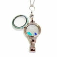 thumbnail image 2 of Stainless Steel Floating Locket Lanyard with Badge Holder and Matching Chain(Blue Rhinestone | Stainless Steel - Twist), 2 of 8