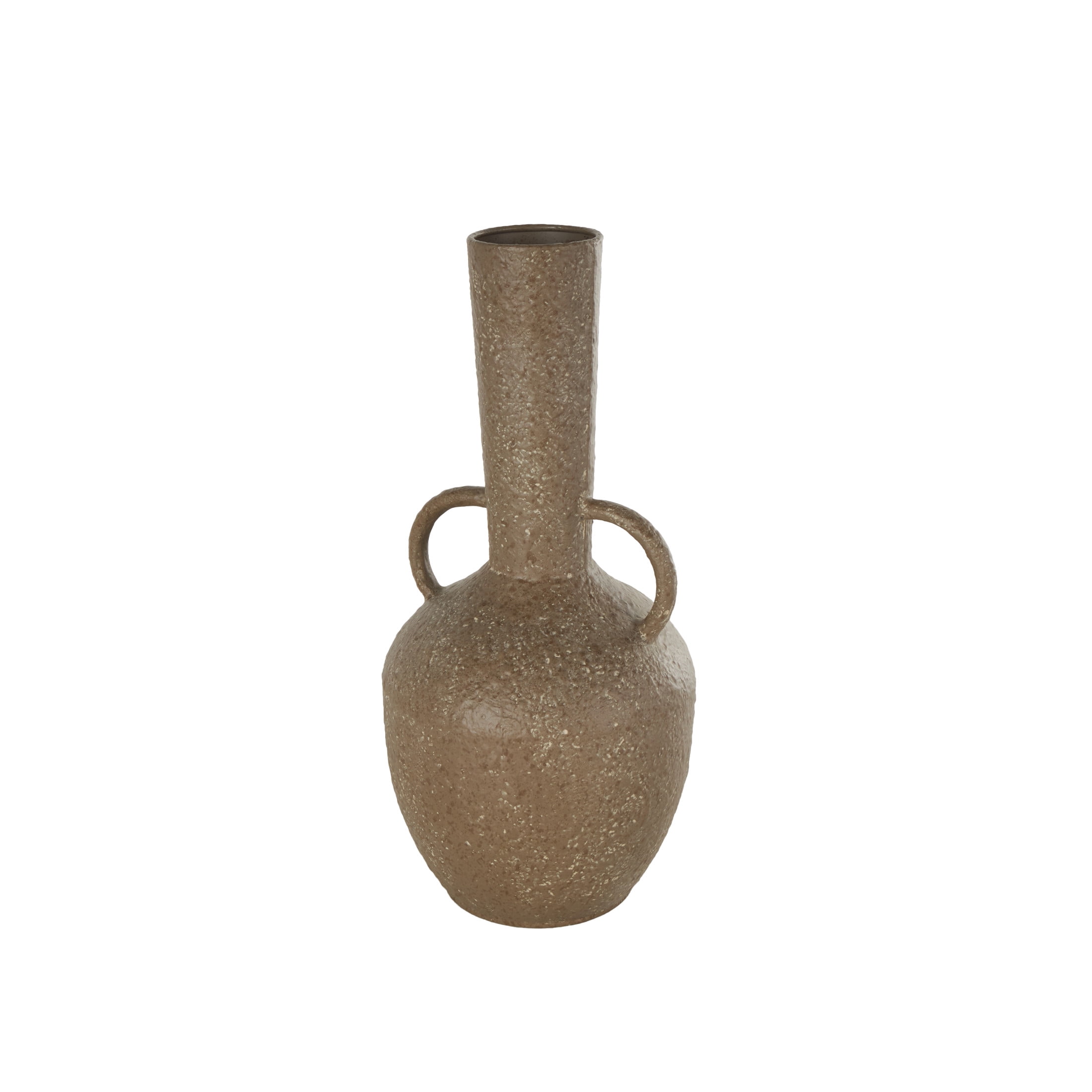 DecMode 17" Antique Inspired Brown Metal Vase with Handles