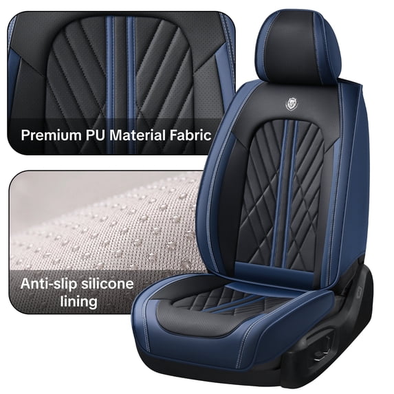 2019 for HYUNDAI KONA Seat Cover, Wear-Resistant Faux Leather 5 Seats Full Set Airbag Compatible Protect & Upgrade Car Seats, Blue Car Seat Covers, Protect Car Seats
